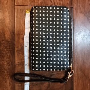 Brown Fossil Polka Dot. Wristlet Wallet